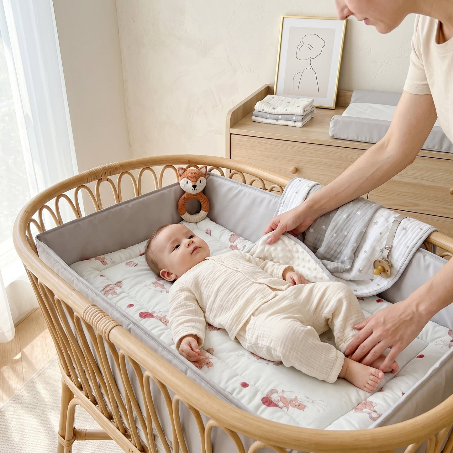 Linen Baby Changing Mat – Portable Waterproof Diaper Pad
