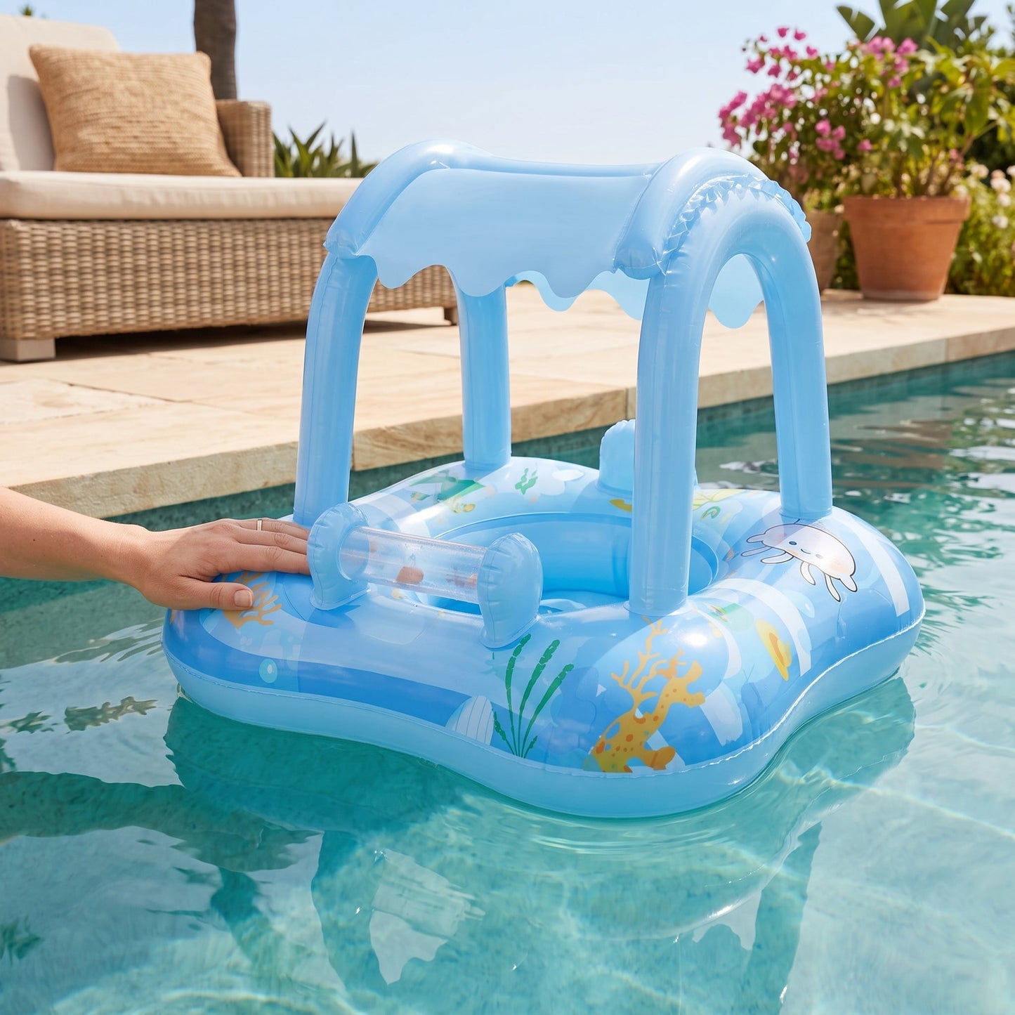 Baby Pool Float with Sun Canopy – Shaded Inflatable Swim Ring