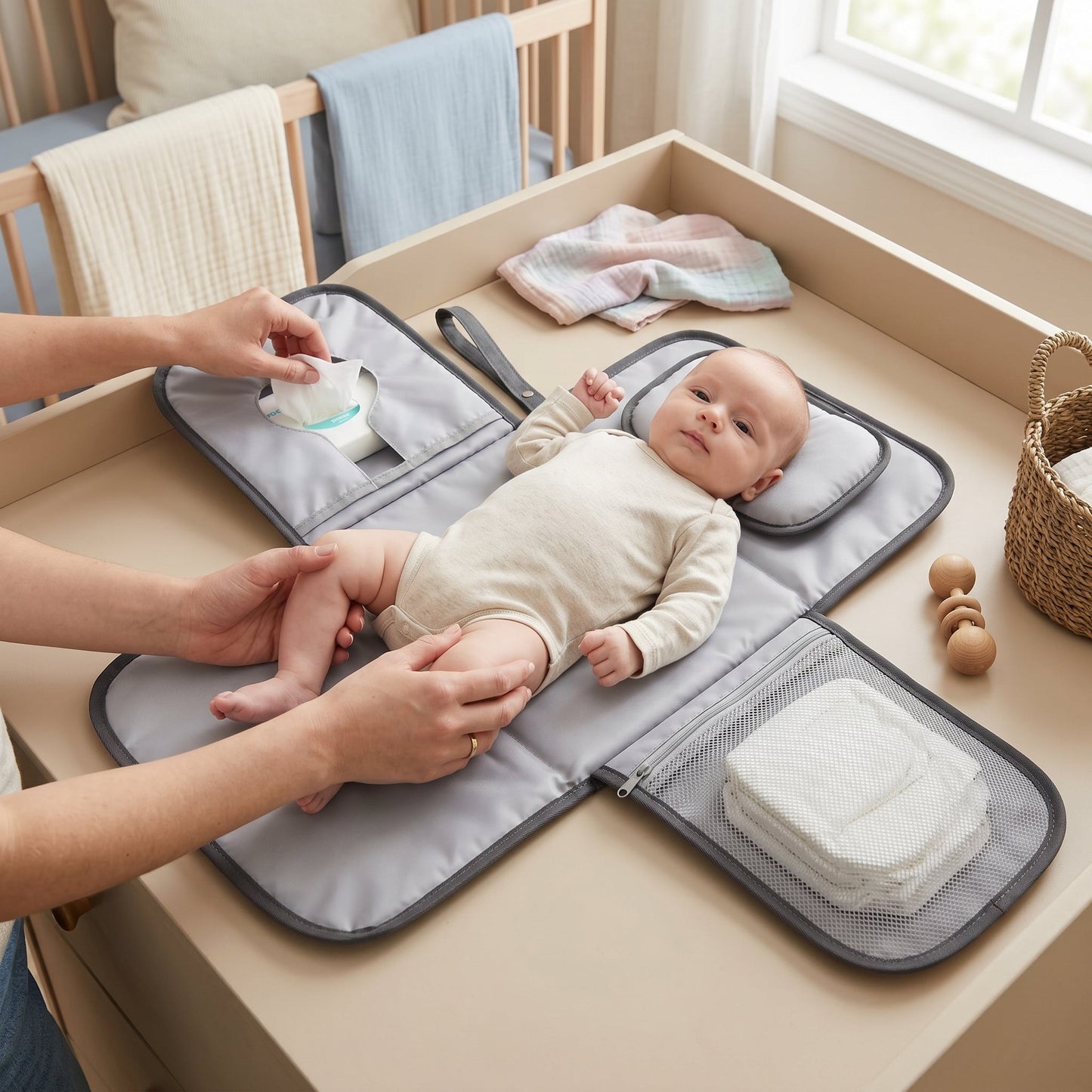 Baby Diaper Backpack with Compression Storage – Changing Pad