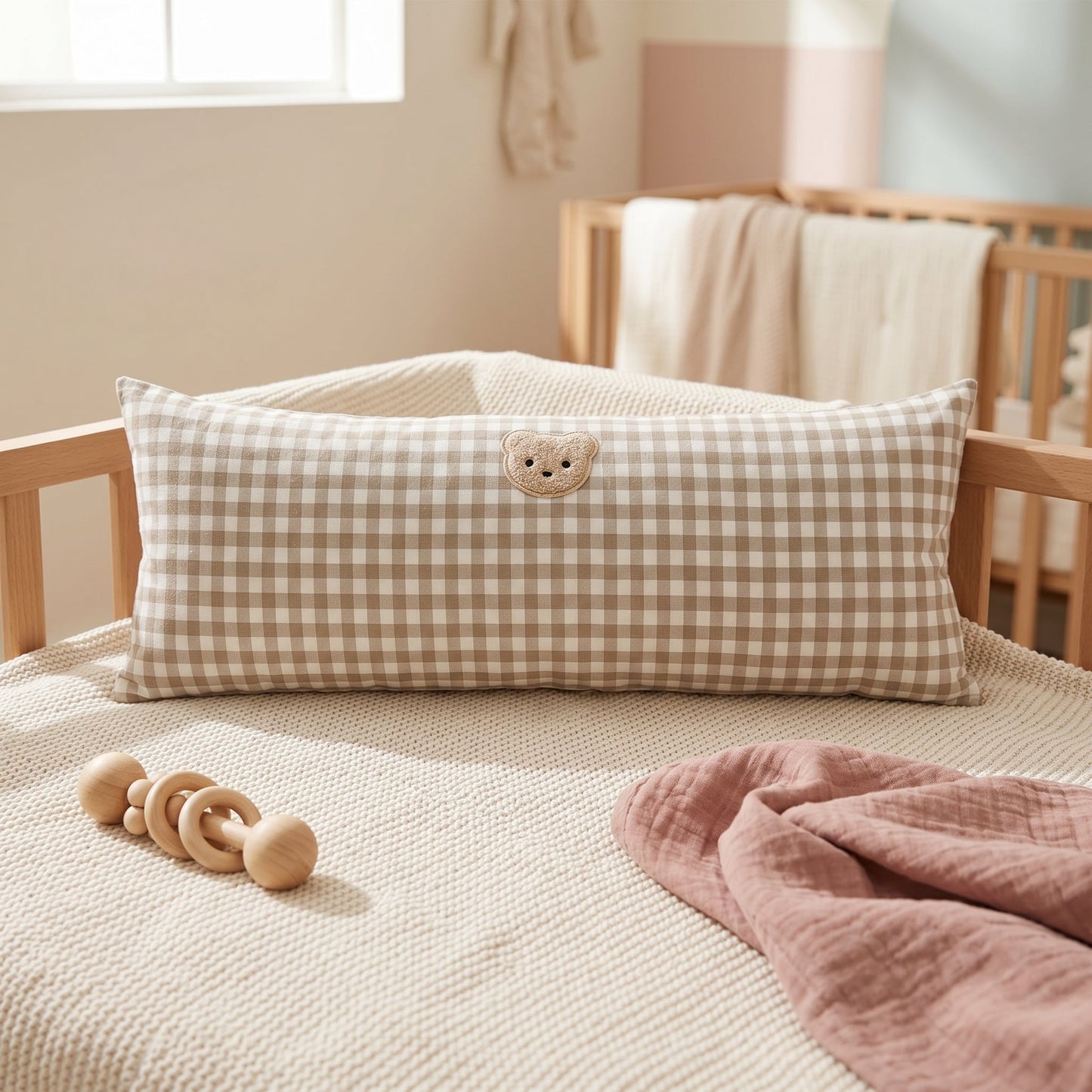 Plaid Cotton Baby Support Pillow – Crib Cushion