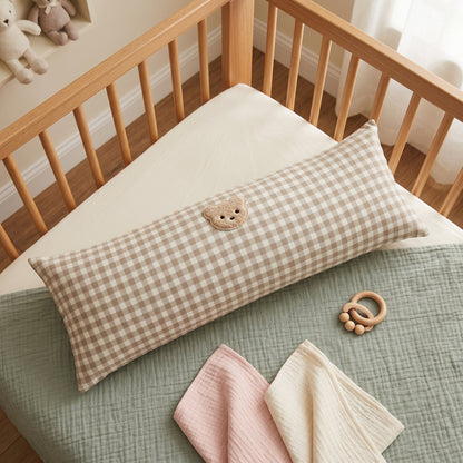 Plaid Cotton Baby Support Pillow – Crib Cushion