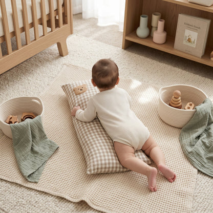 Plaid Cotton Baby Support Pillow – Crib Cushion