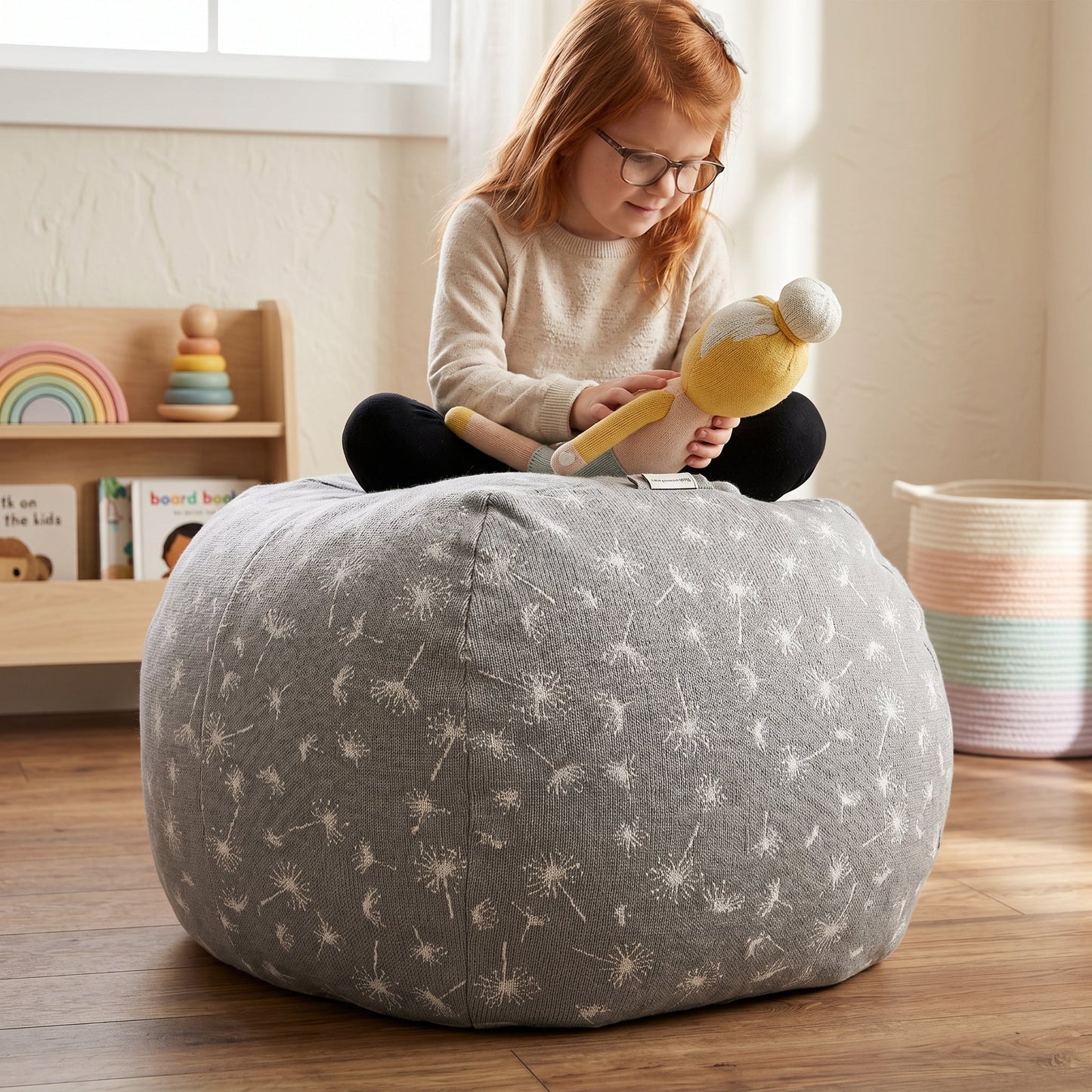 Kids Storage Bean Bag Chair – Stuffed Animal Organizer