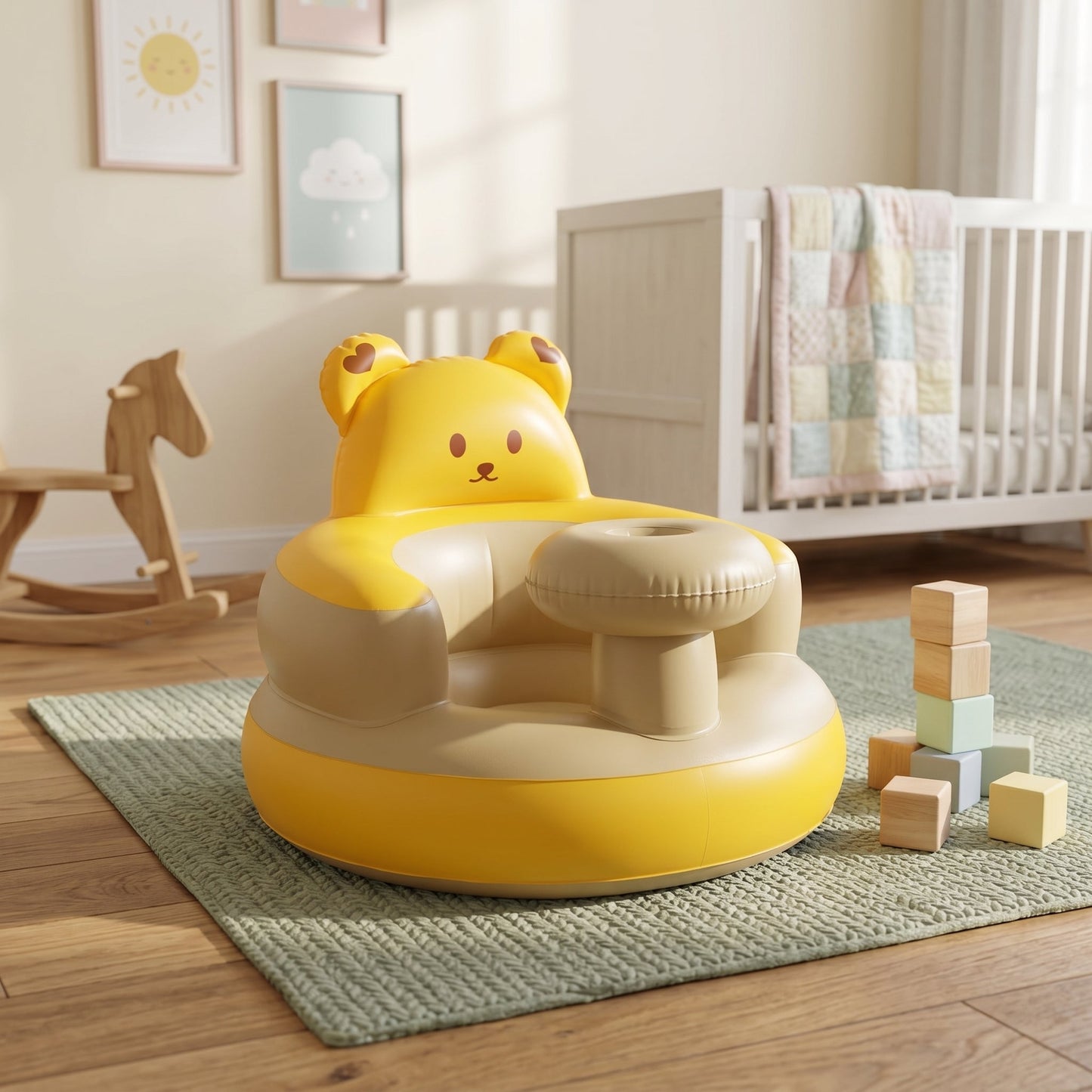 Baby Inflatable Bath Seat – Bear Design Bathtub Support