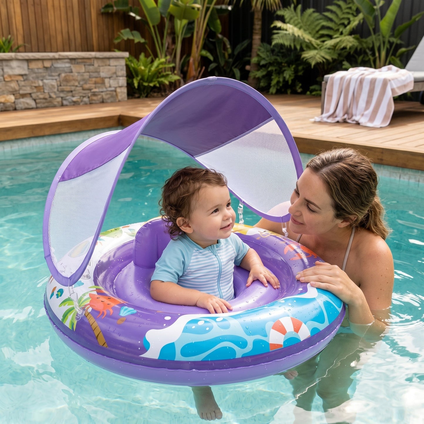 Baby Pool Float Seat for Travel – Inflatable Swim Ring