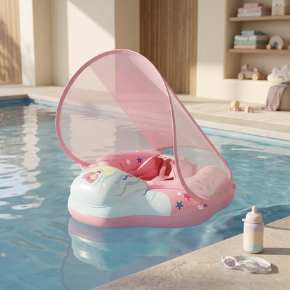 Baby Pool Float with Sun Shade – Inflatable Swim Seat