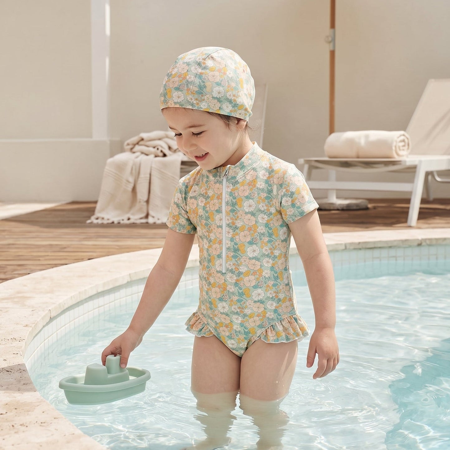 Girls Floral Bloom One-Piece Swimsuit