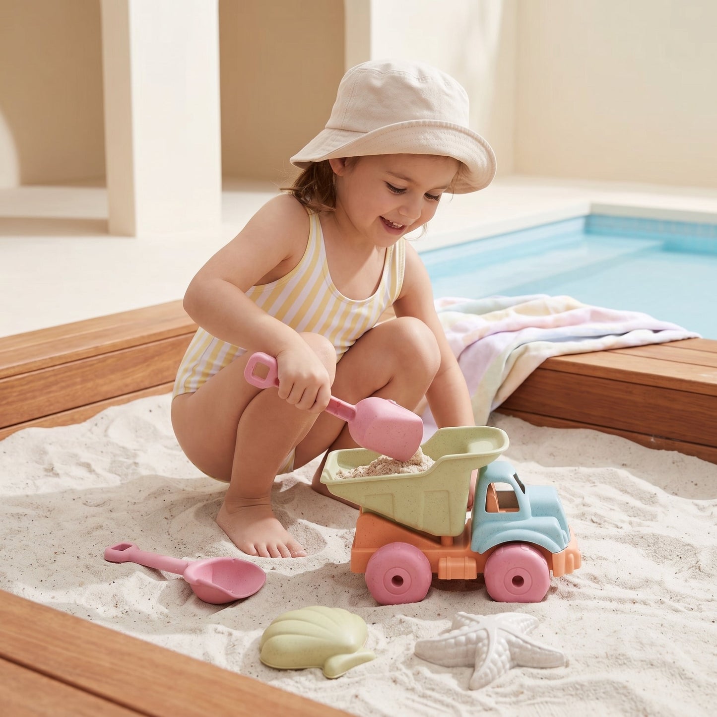 Kids Beach Sand Digging Toy Set with Mesh Bag
