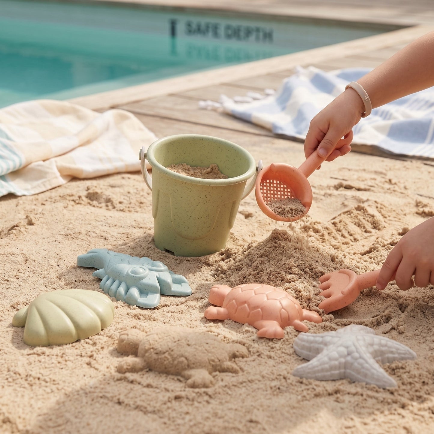 Kids Beach Sand Digging Toy Set with Mesh Bag