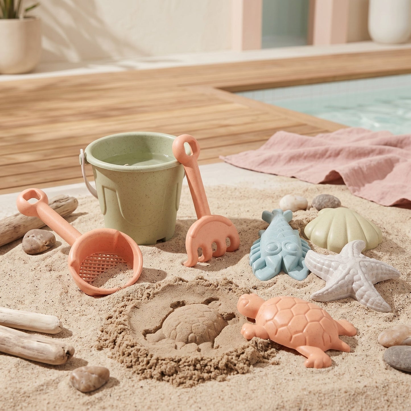 Kids Beach Sand Digging Toy Set with Mesh Bag