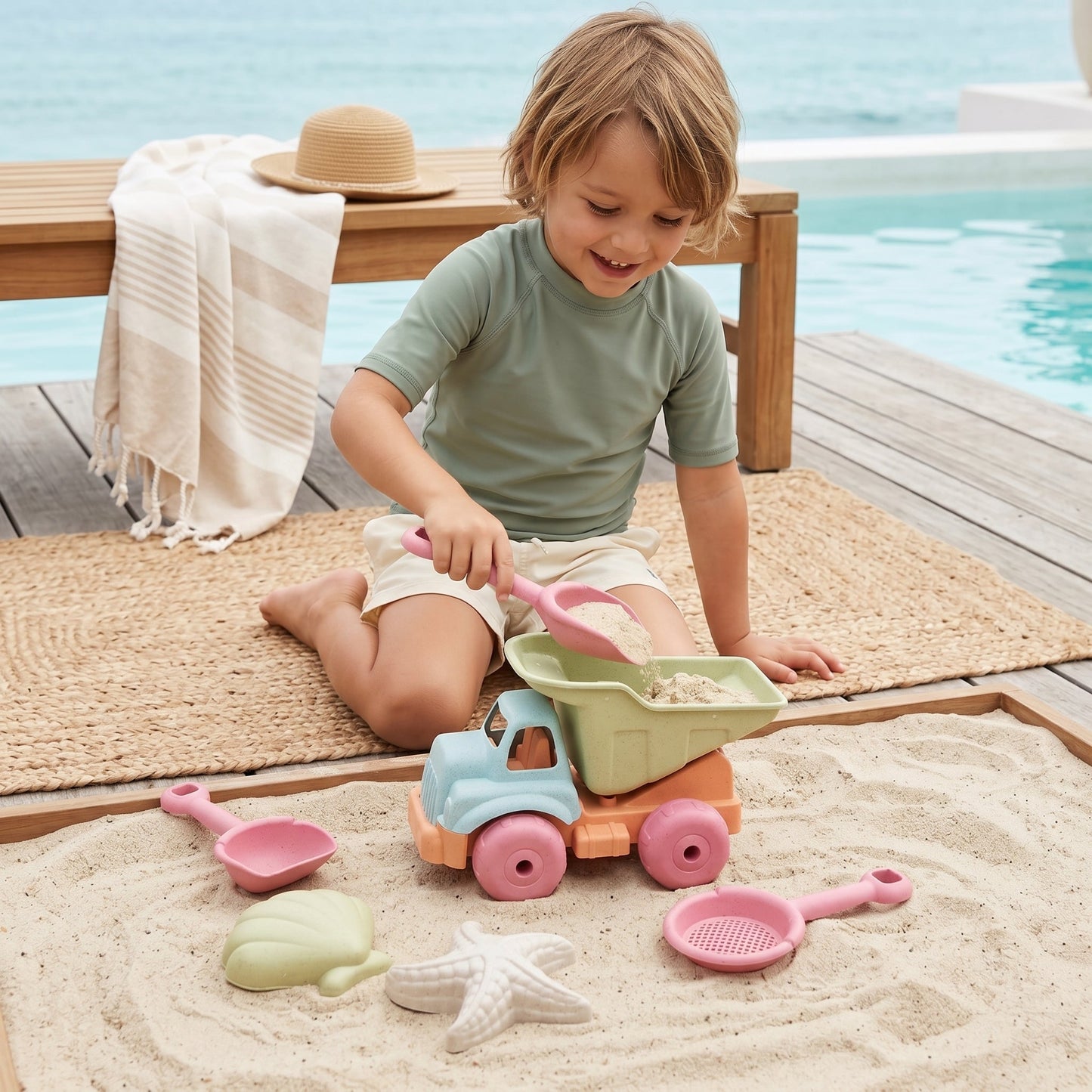 Kids Beach Sand Digging Toy Set with Mesh Bag