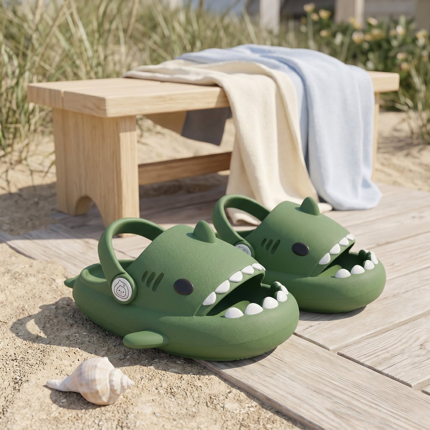 Kids Shark Pool Slide Sandals – Non-Slip Water Shoes