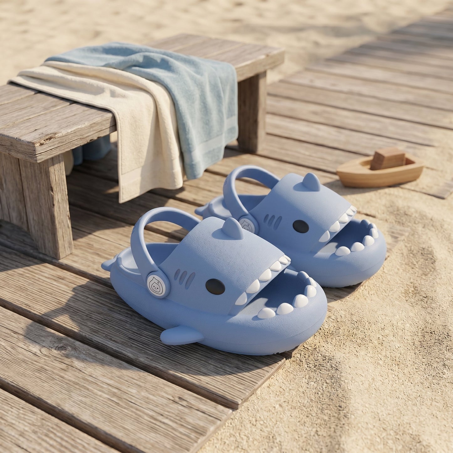 Kids Shark Pool Slide Sandals – Non-Slip Water Shoes