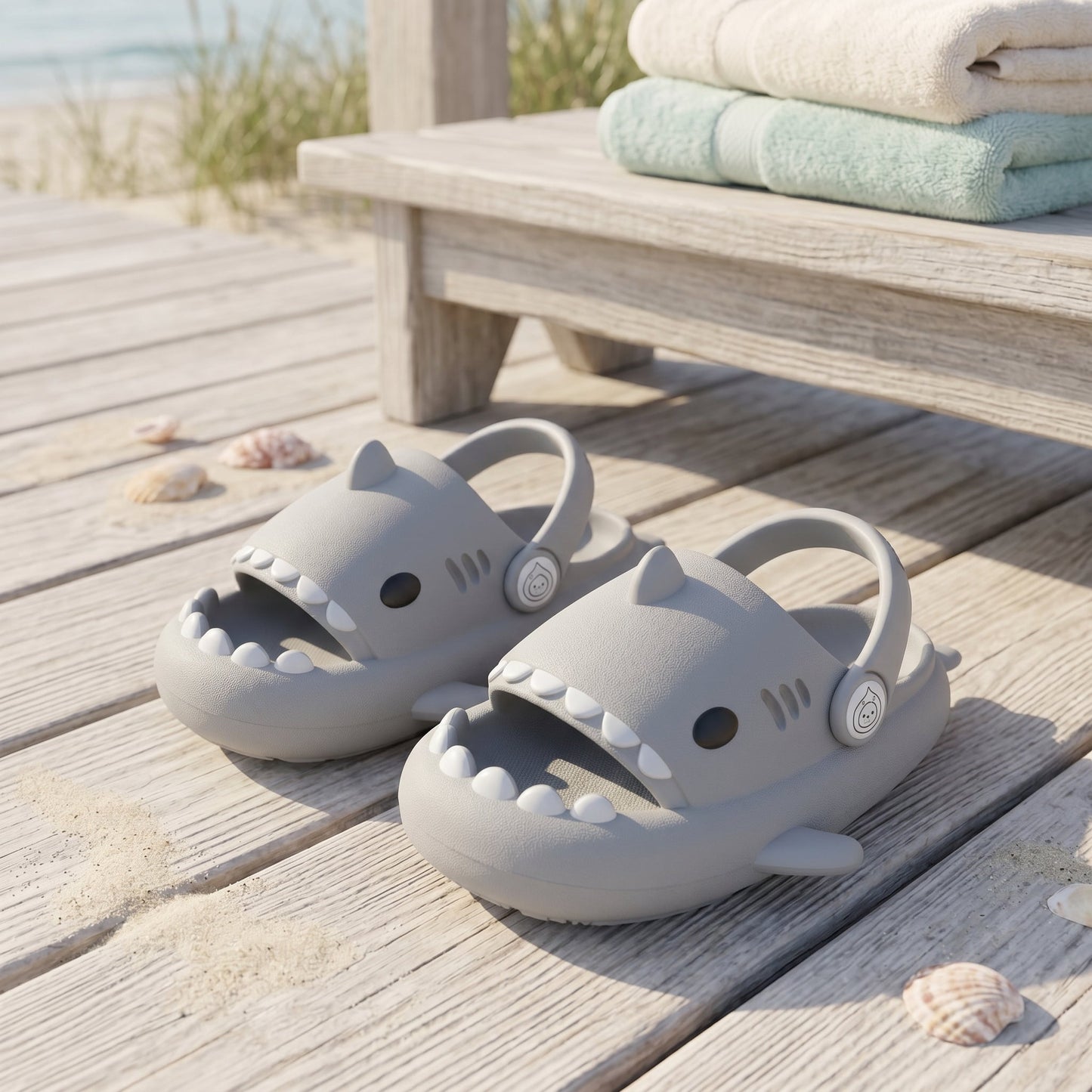 Kids Shark Pool Slide Sandals – Non-Slip Water Shoes