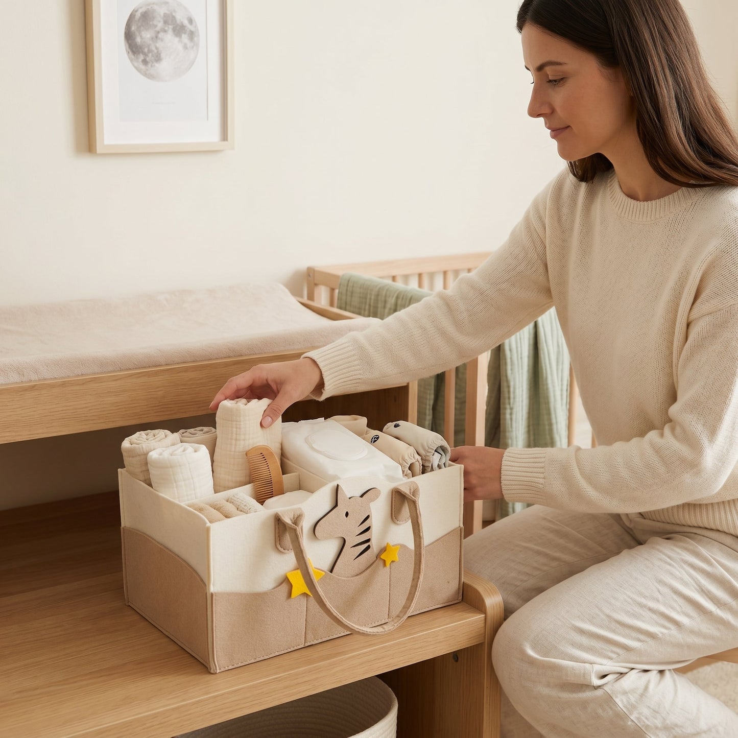 Portable Diaper Caddy Organizer – Nursery Storage Basket