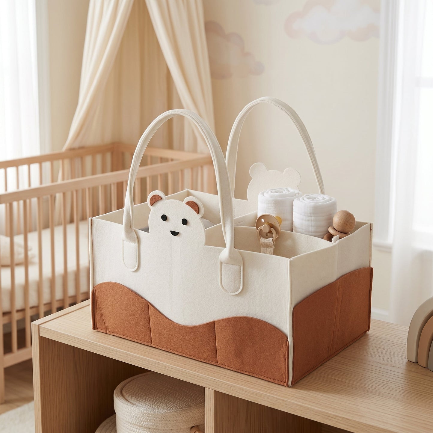 Portable Diaper Caddy Organizer – Nursery Storage Basket