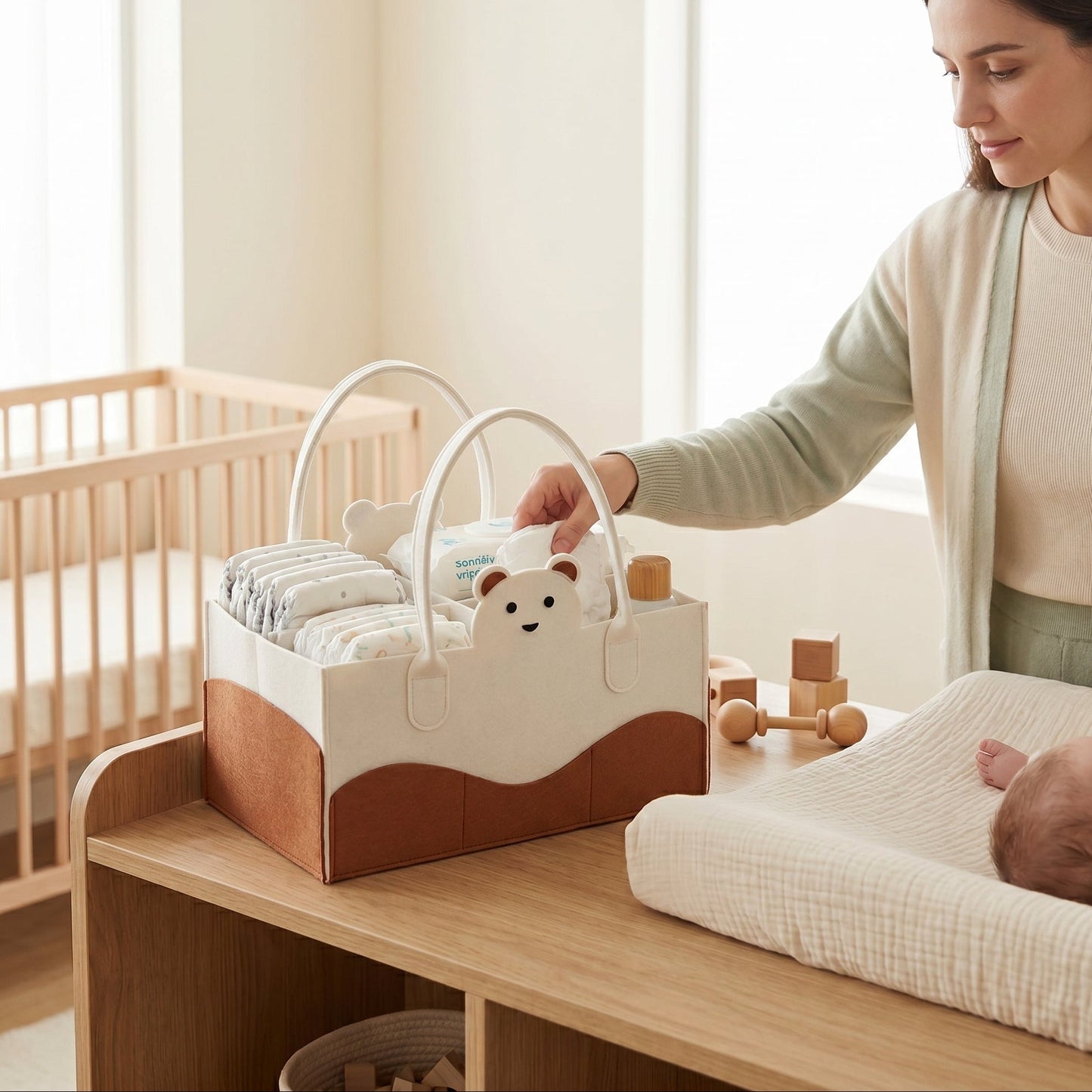 Portable Diaper Caddy Organizer – Nursery Storage Basket