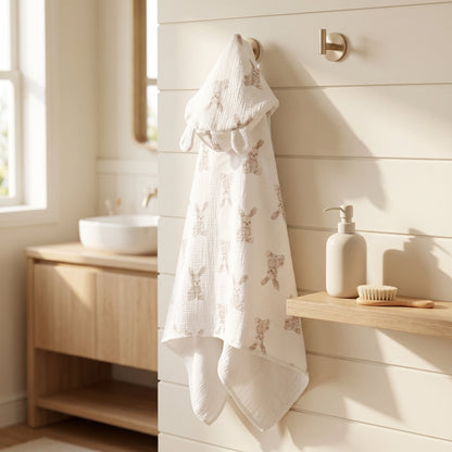 Baby Hooded Bath Towel – Floral Print Cotton Towel
