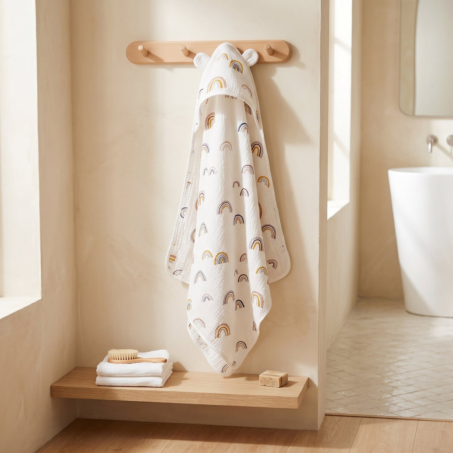 Baby Hooded Bath Towel – Floral Print Cotton Towel