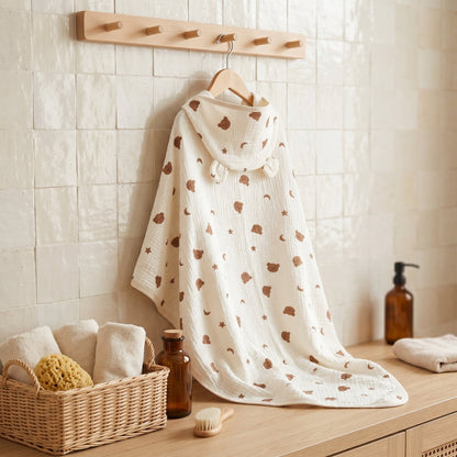 Baby Hooded Bath Towel – Floral Print Cotton Towel