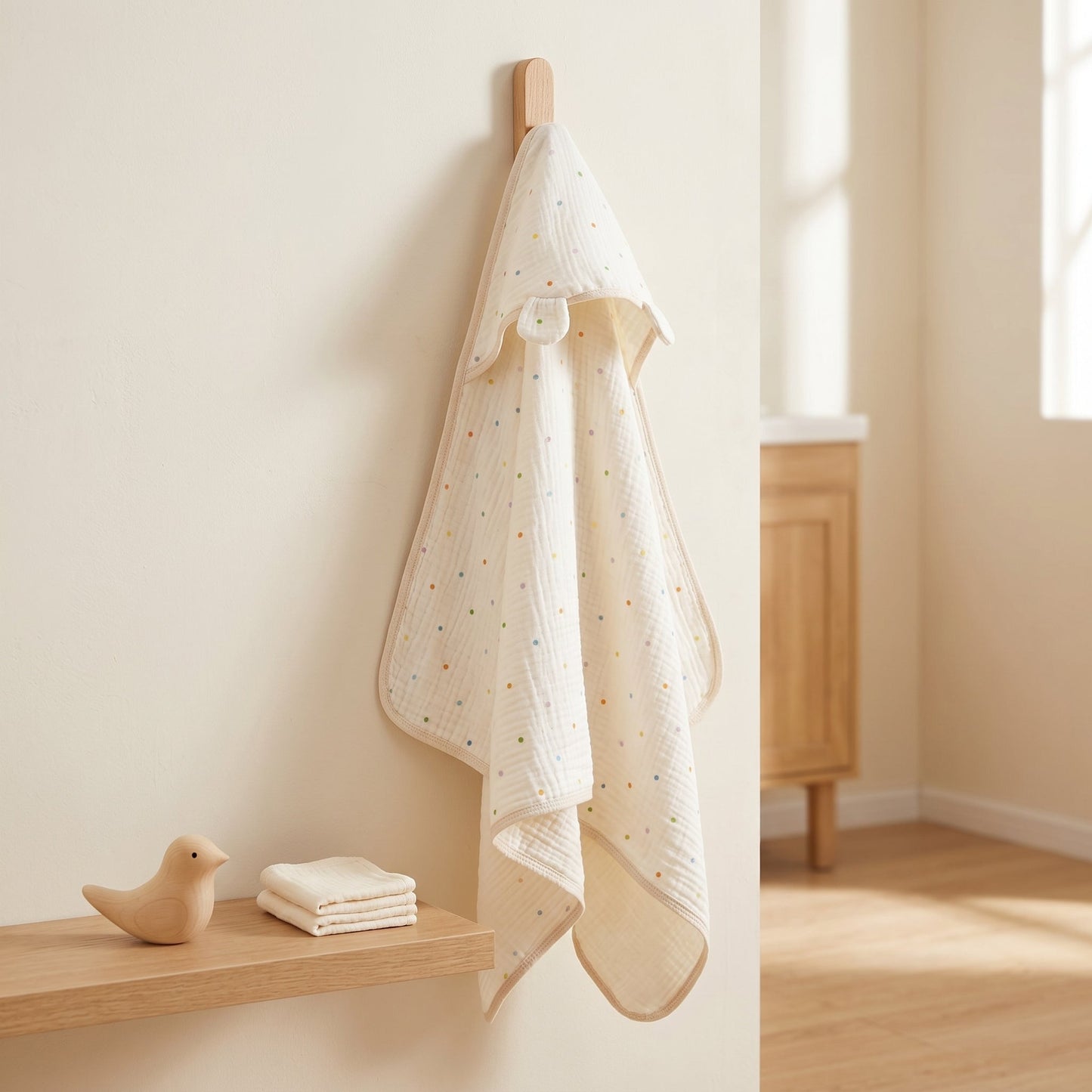 Baby Hooded Bath Towel – Floral Print Cotton Towel