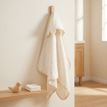 Baby Hooded Bath Towel – Floral Print Cotton Towel