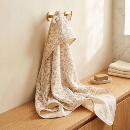 Baby Hooded Bath Towel – Floral Print Cotton Towel