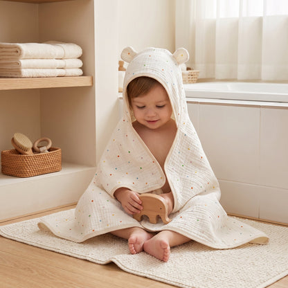 Baby Hooded Bath Towel – Floral Print Cotton Towel
