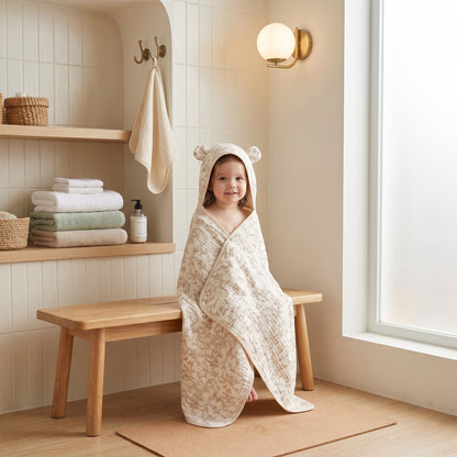 Baby Hooded Bath Towel – Floral Print Cotton Towel