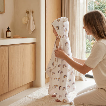 Baby Hooded Bath Towel – Floral Print Cotton Towel