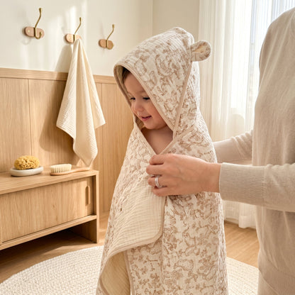 Baby Hooded Bath Towel – Floral Print Cotton Towel