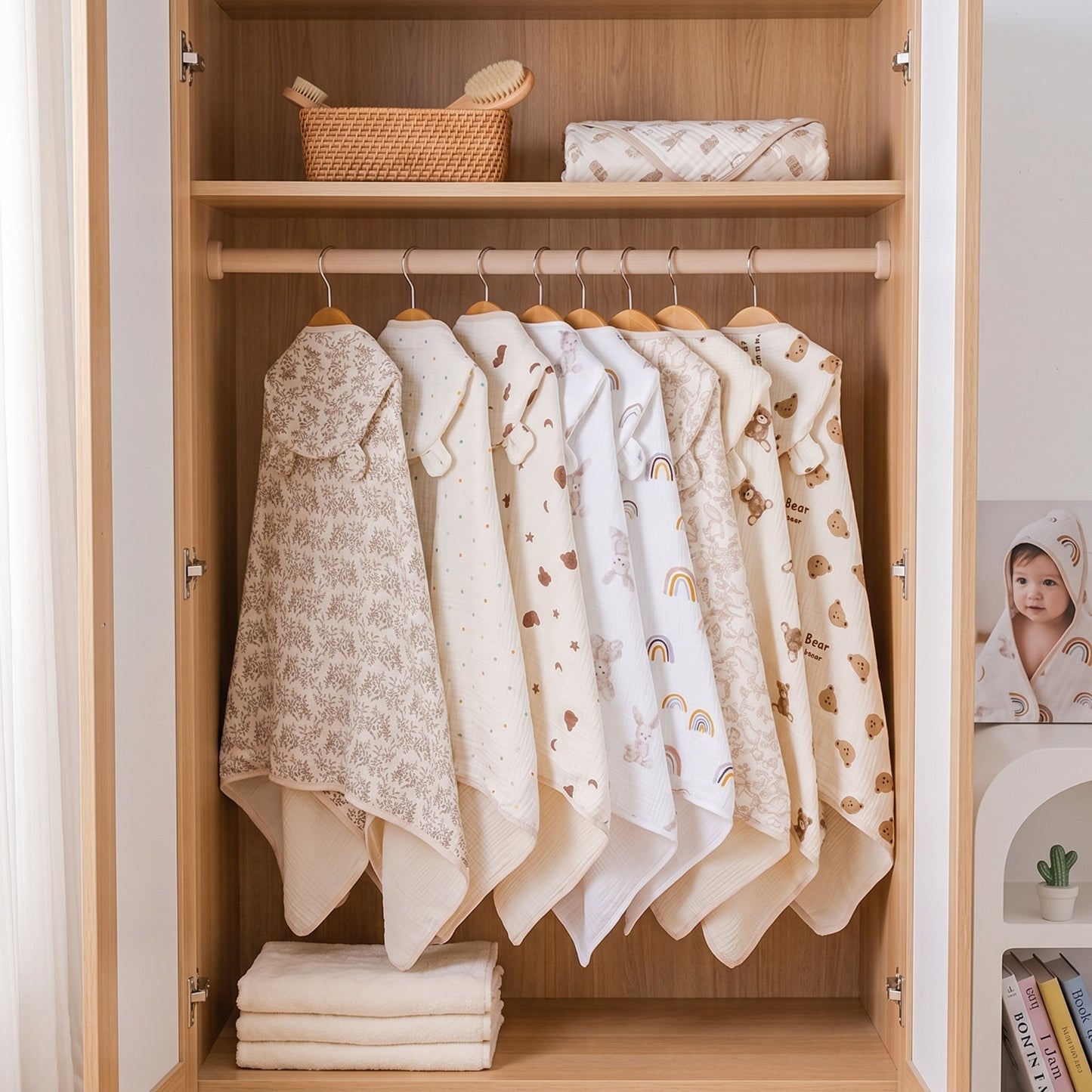 Baby Hooded Bath Towel – Floral Print Cotton Towel