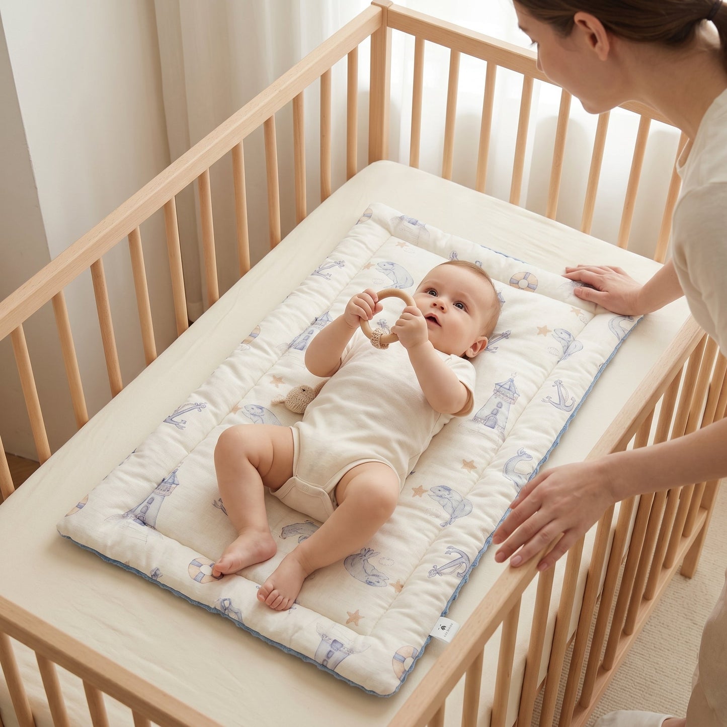 Linen Baby Changing Mat – Portable Waterproof Diaper Pad