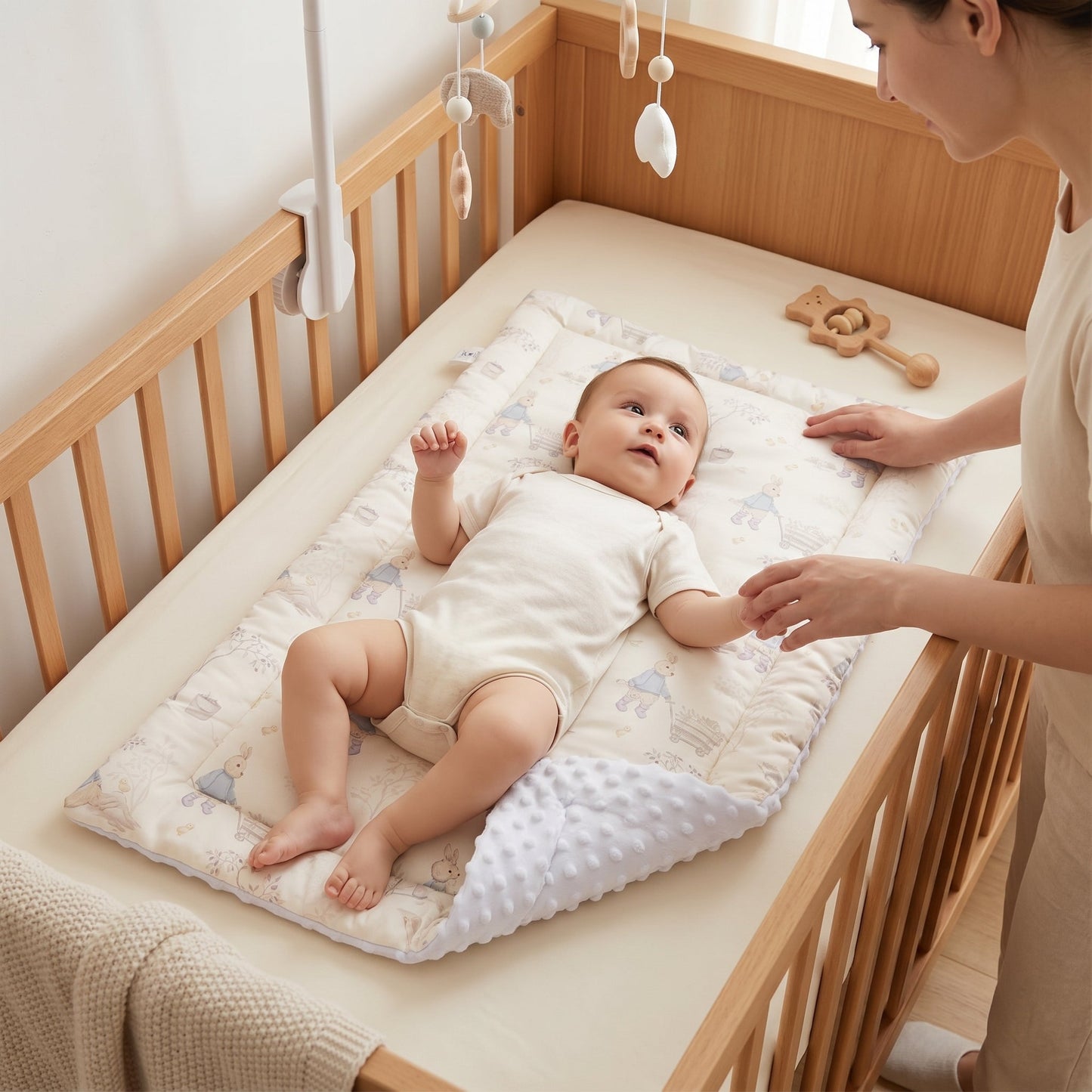 Linen Baby Changing Mat – Portable Waterproof Diaper Pad