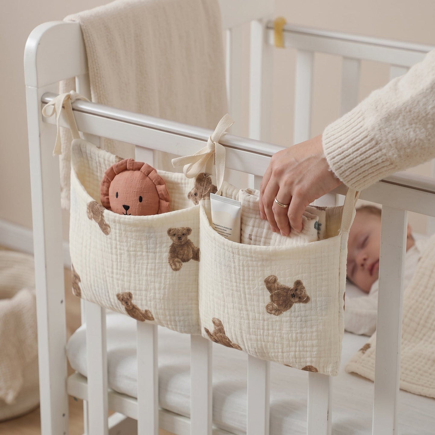 Hanging Crib Storage Organizer – Nursery Pocket Caddy