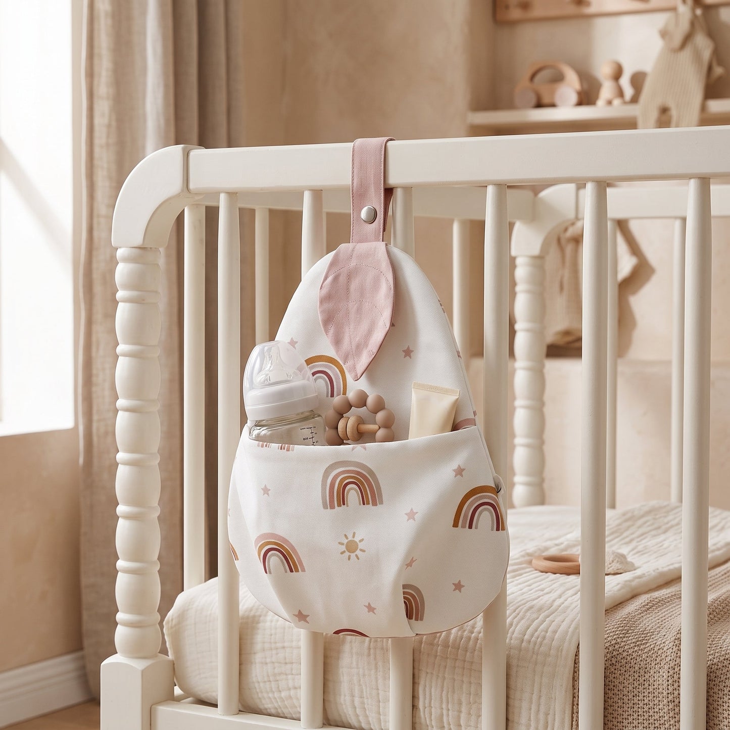 Crib-Mount Diaper Caddy Organizer – Hanging Storage Bag