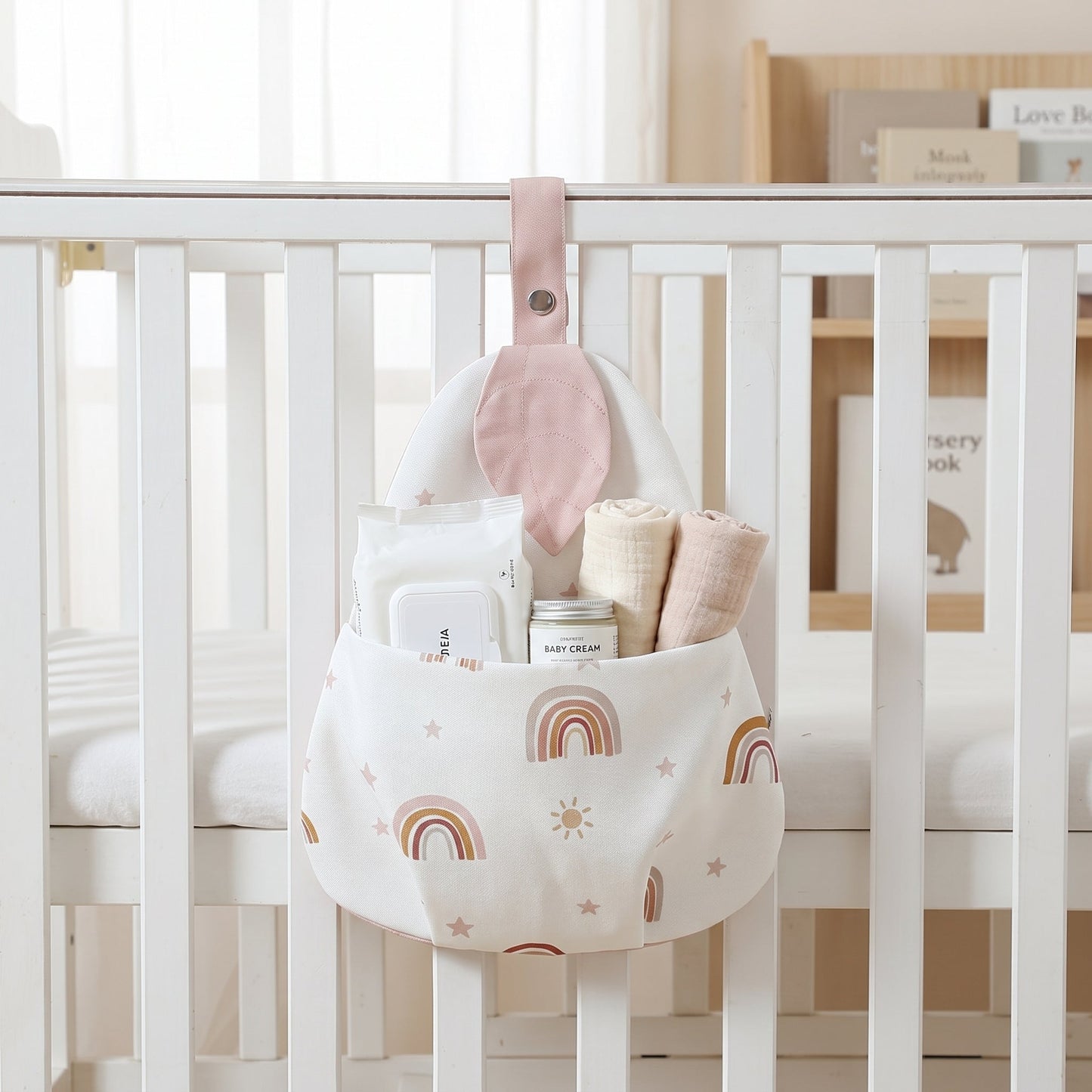 Crib-Mount Diaper Caddy Organizer – Hanging Storage Bag