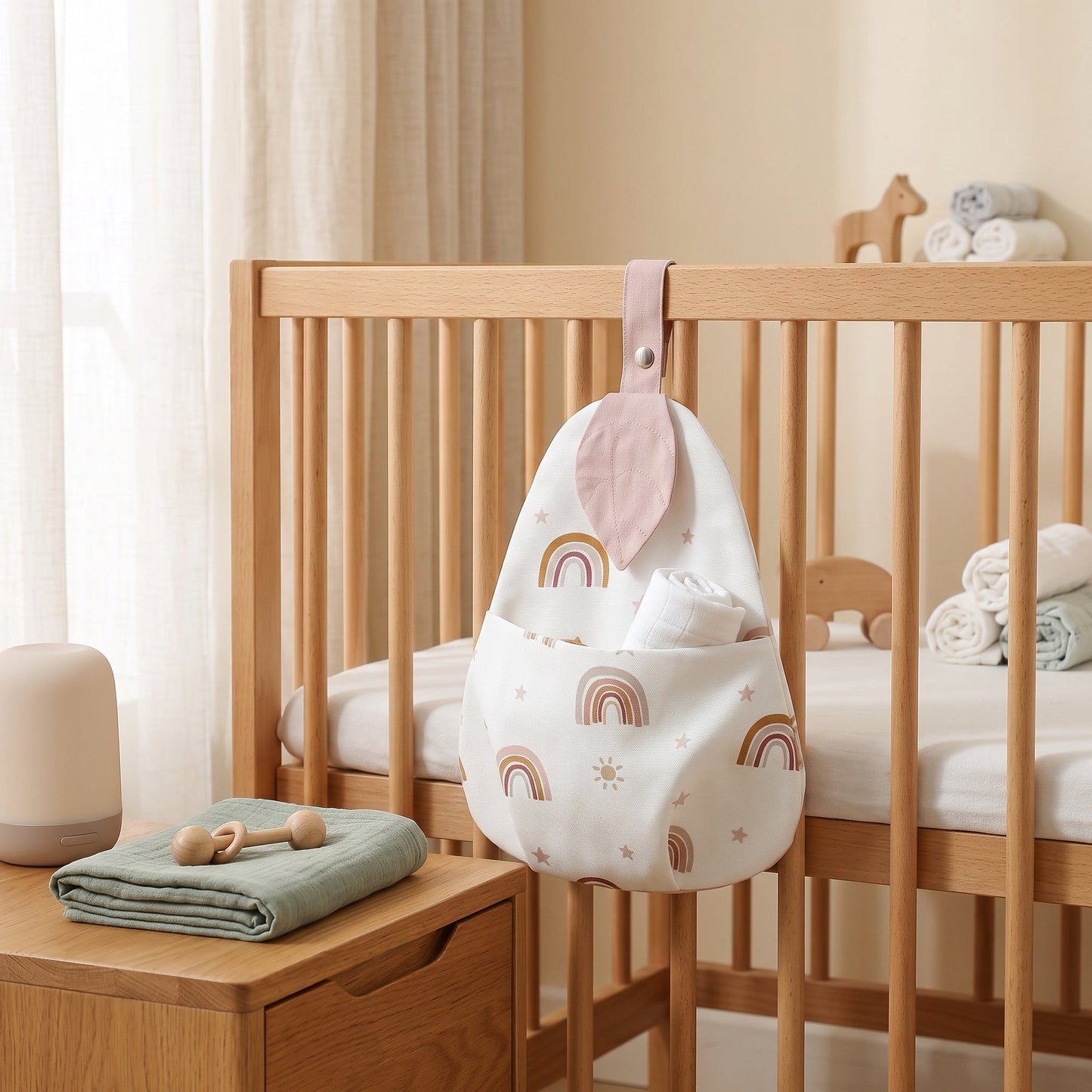 Crib-Mount Diaper Caddy Organizer – Hanging Storage Bag
