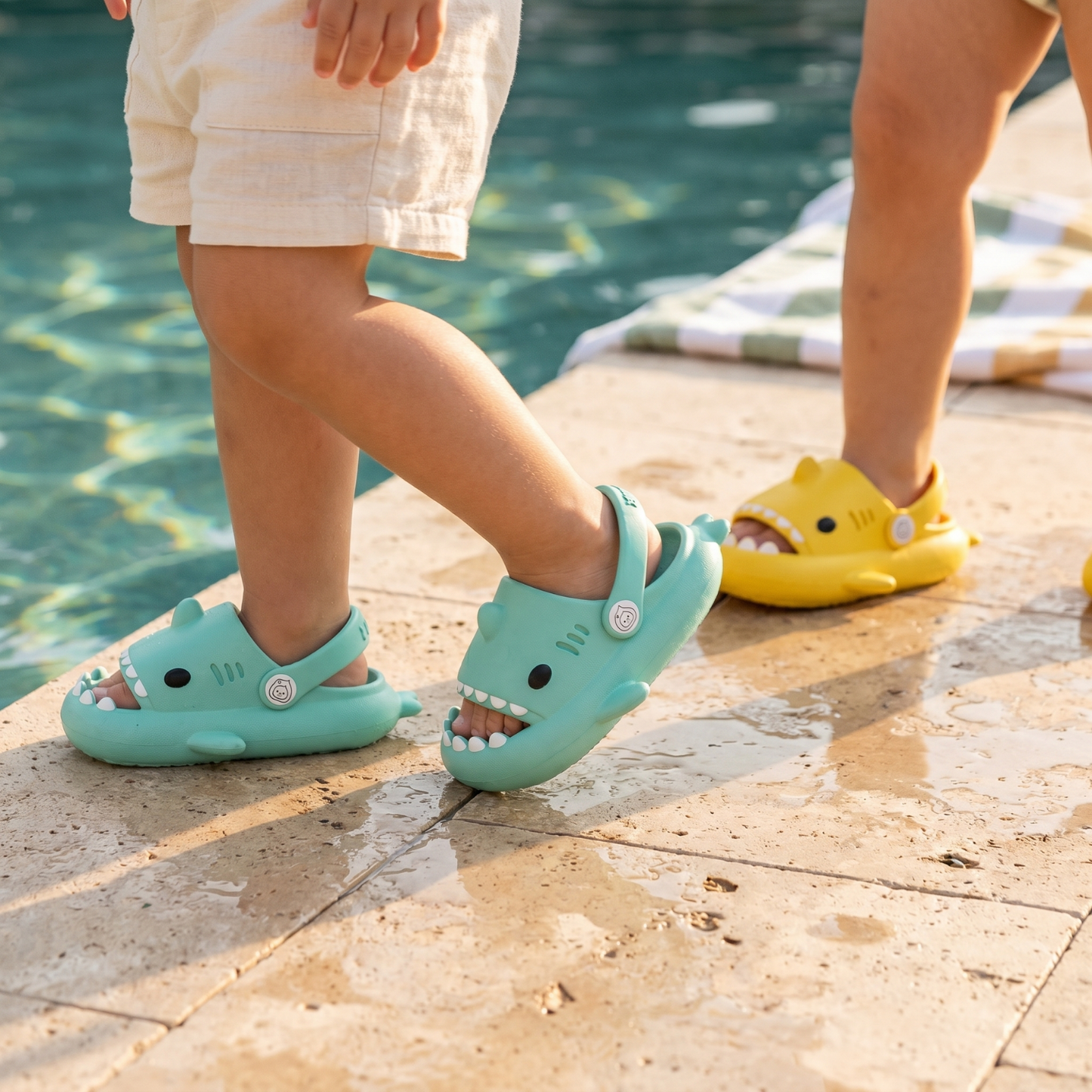 Kids Shark Pool Slide Sandals – Non-Slip Water Shoes