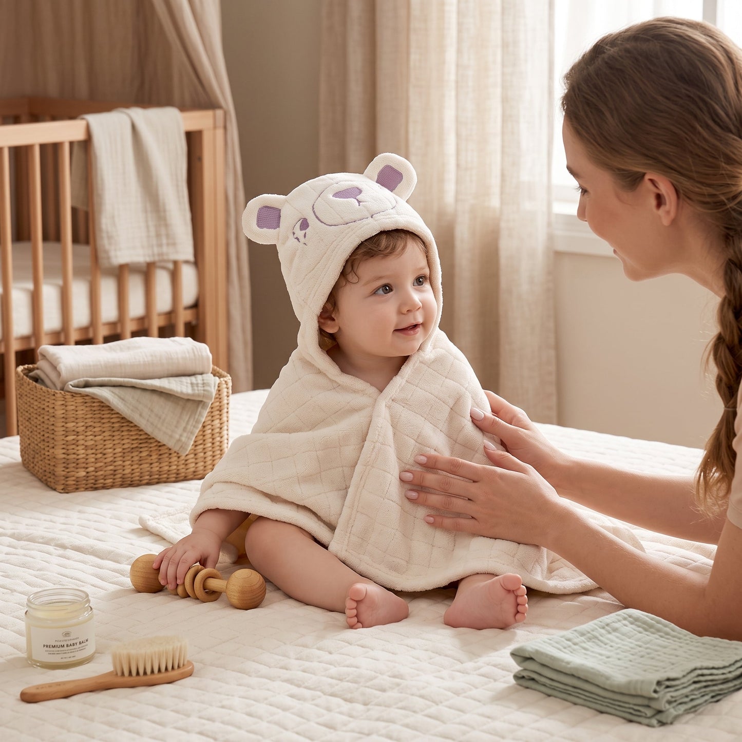 Baby Hooded Bath Towel Wrap – Soft Cotton Cover-Up
