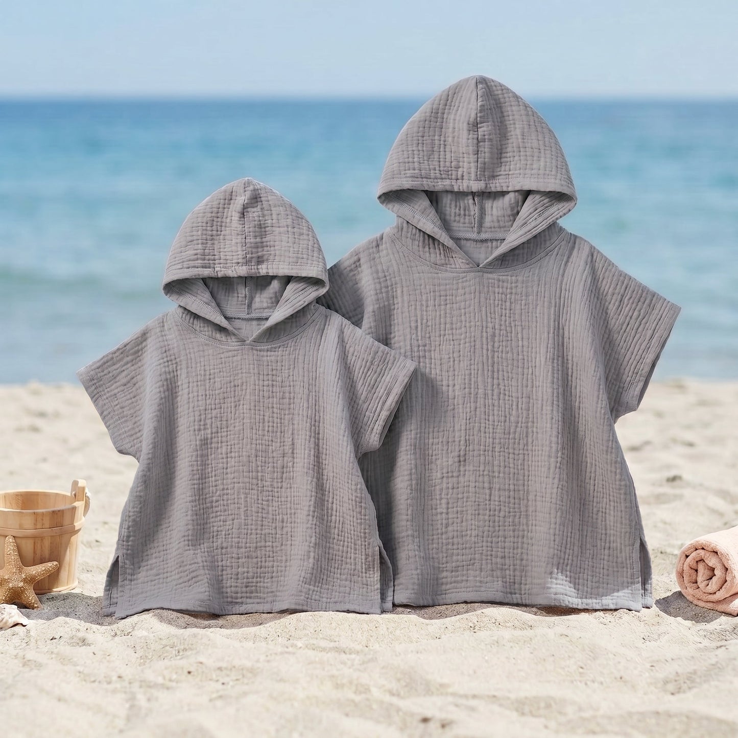 Kids Hooded Beach Poncho Towel – UV Protection Coverup