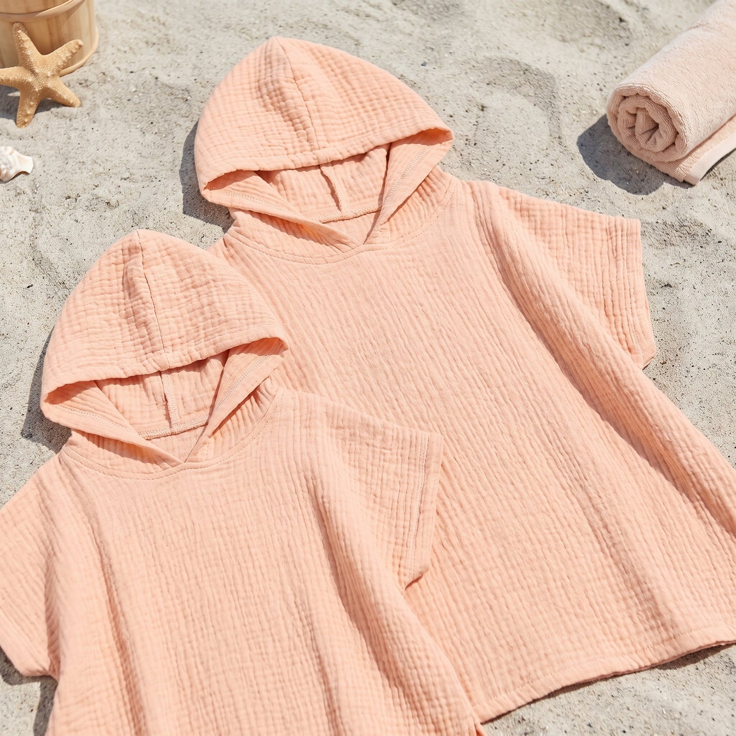 Kids Hooded Beach Poncho Towel – UV Protection Coverup