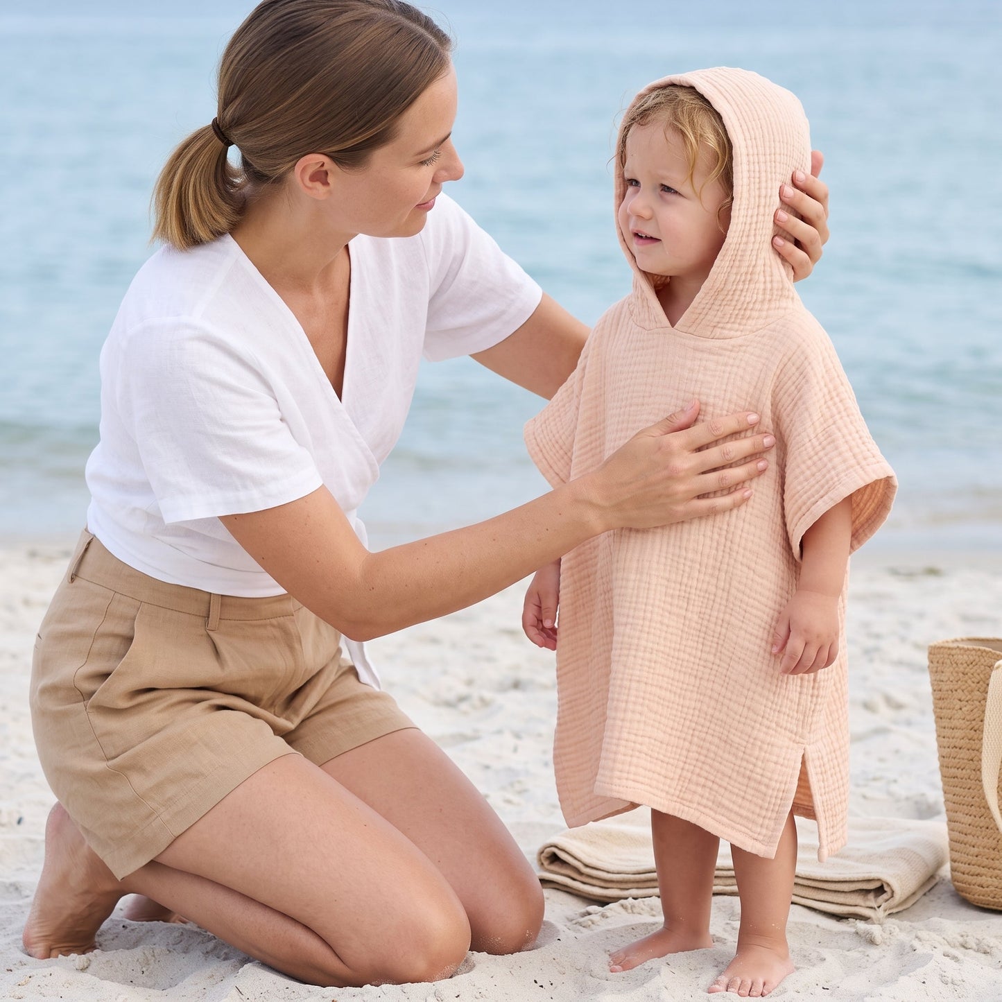 Kids Hooded Beach Poncho Towel – UV Protection Coverup
