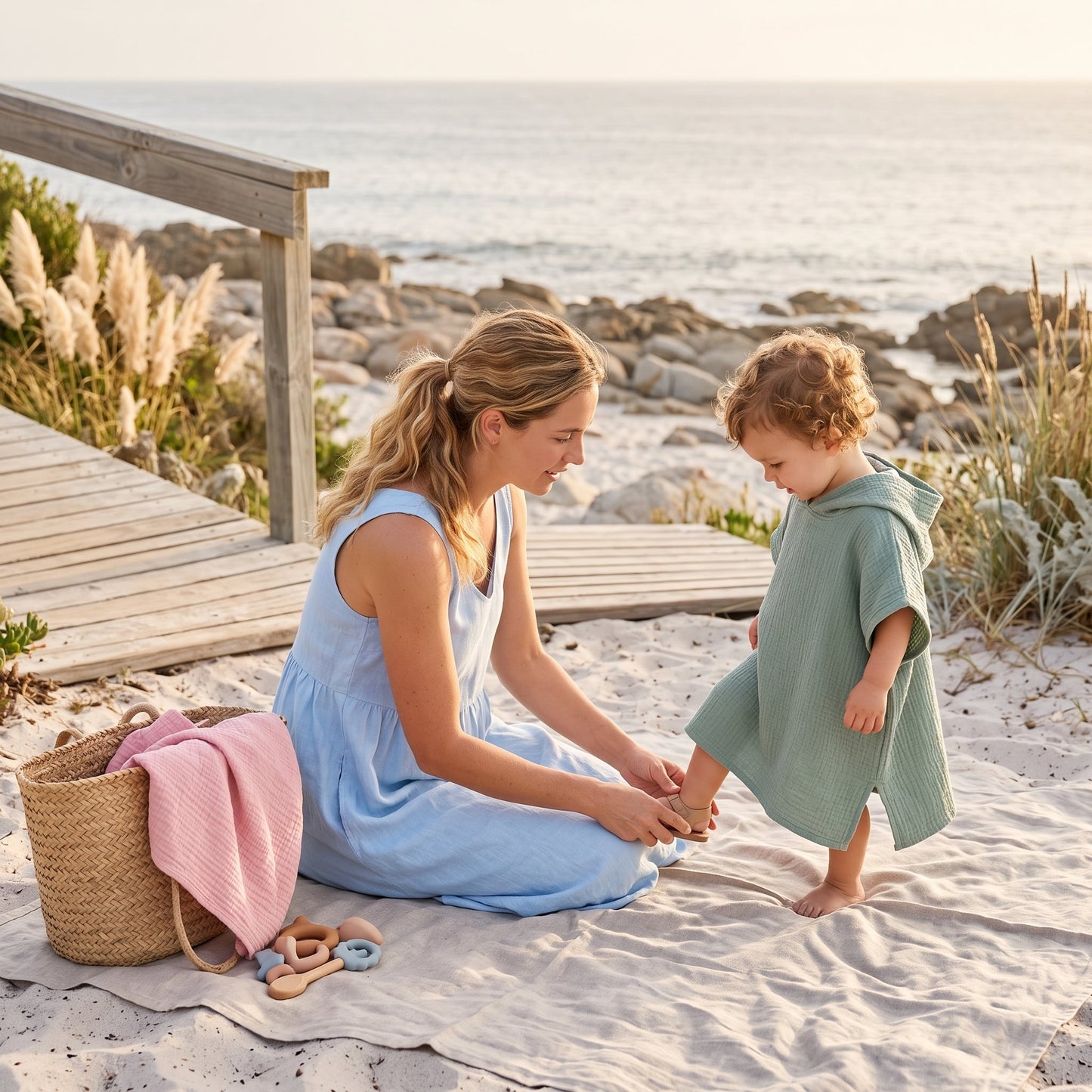 Kids Hooded Beach Poncho Towel – UV Protection Coverup