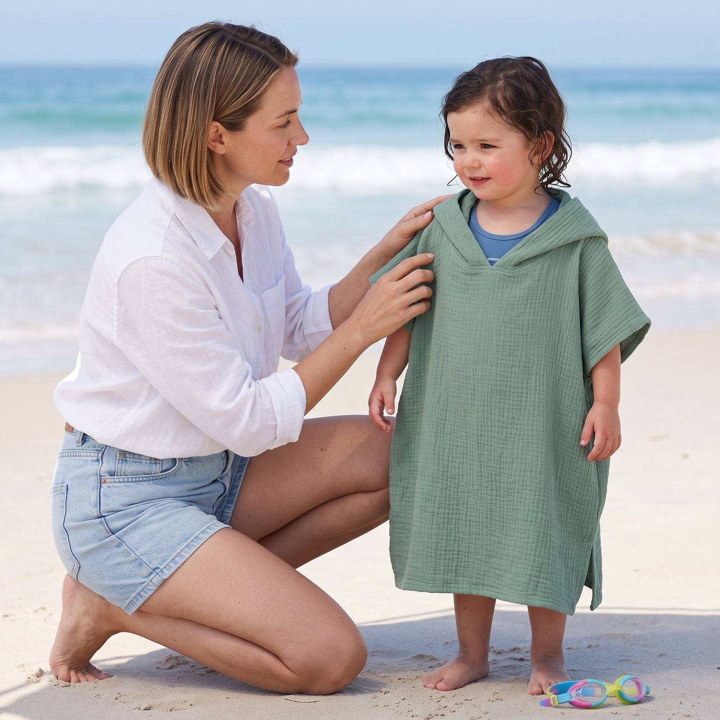 Kids Hooded Beach Poncho Towel – UV Protection Coverup