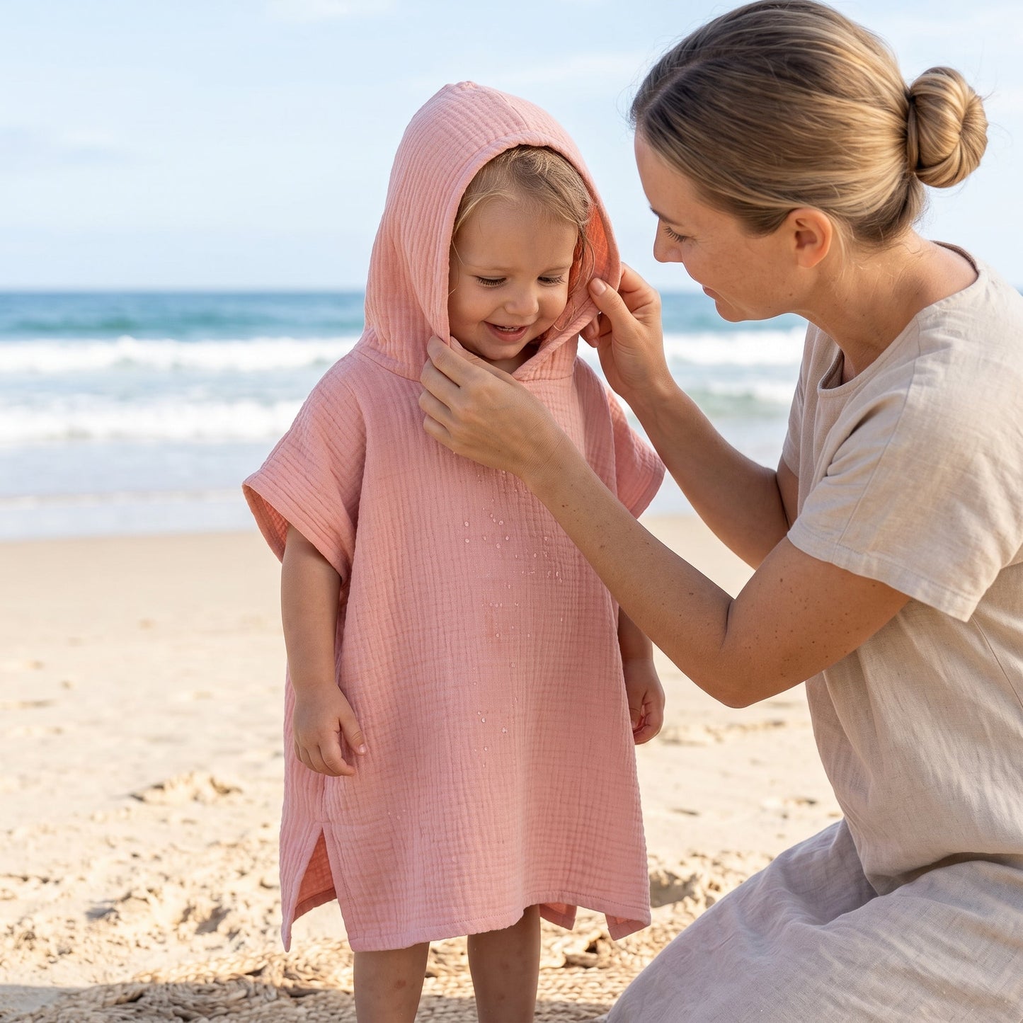 Kids Hooded Beach Poncho Towel – UV Protection Coverup