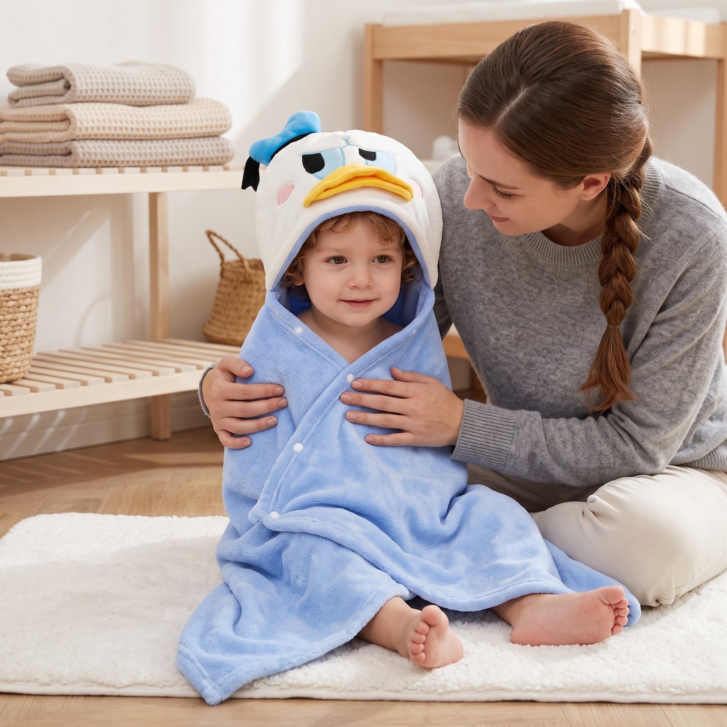 Baby Hooded Bath Towel – Plush Fleece Cotton Towel