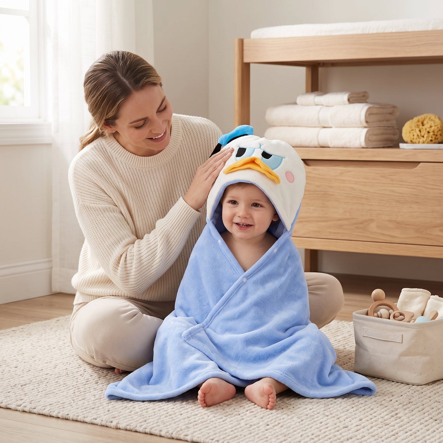 Baby Hooded Bath Towel – Plush Fleece Cotton Towel