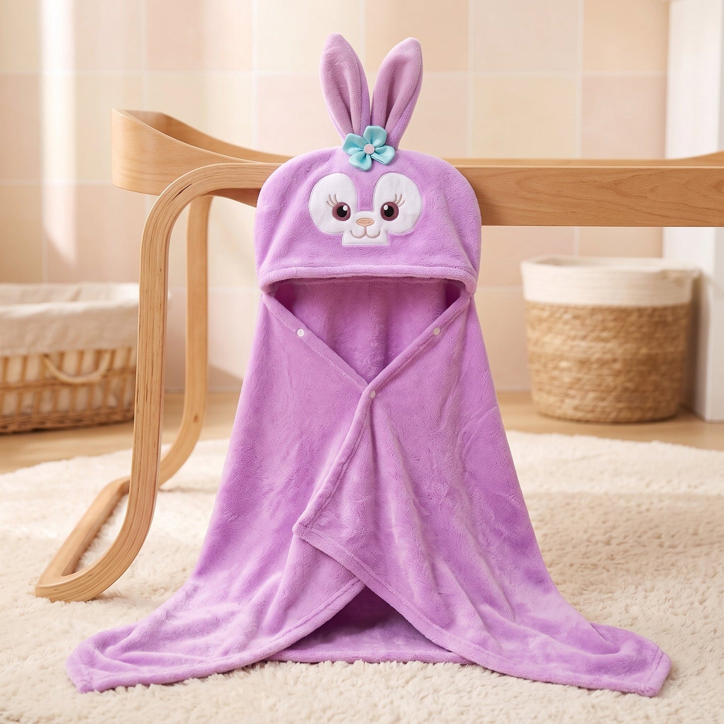 Baby Hooded Bath Towel – Plush Fleece Cotton Towel