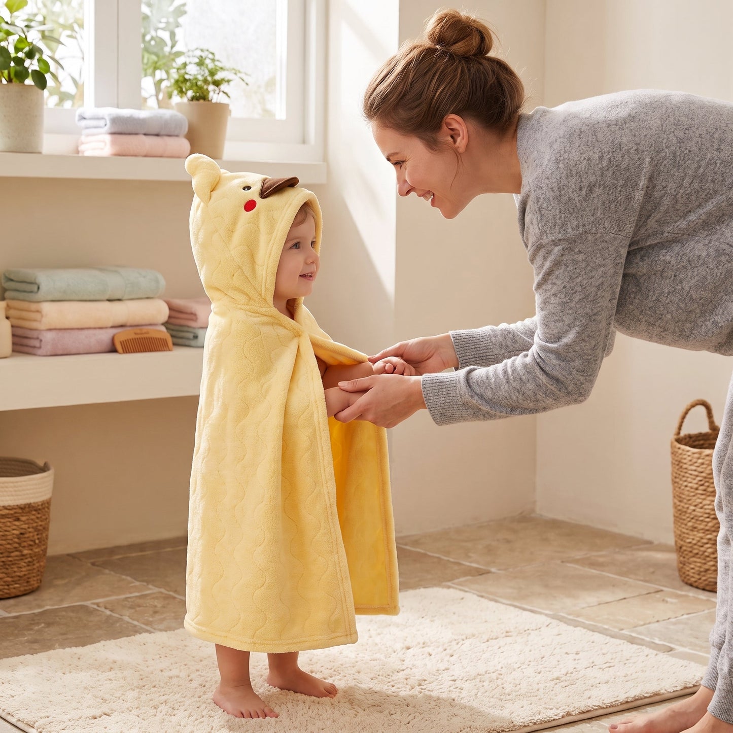 Baby & Kids Hooded Bathrobe – Soft Absorbent Towel Robe